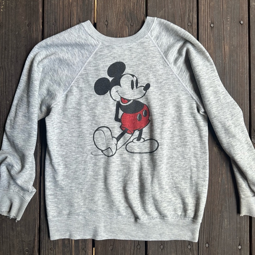 Disney Gray Crewneck Sweater with Mickey Mouse